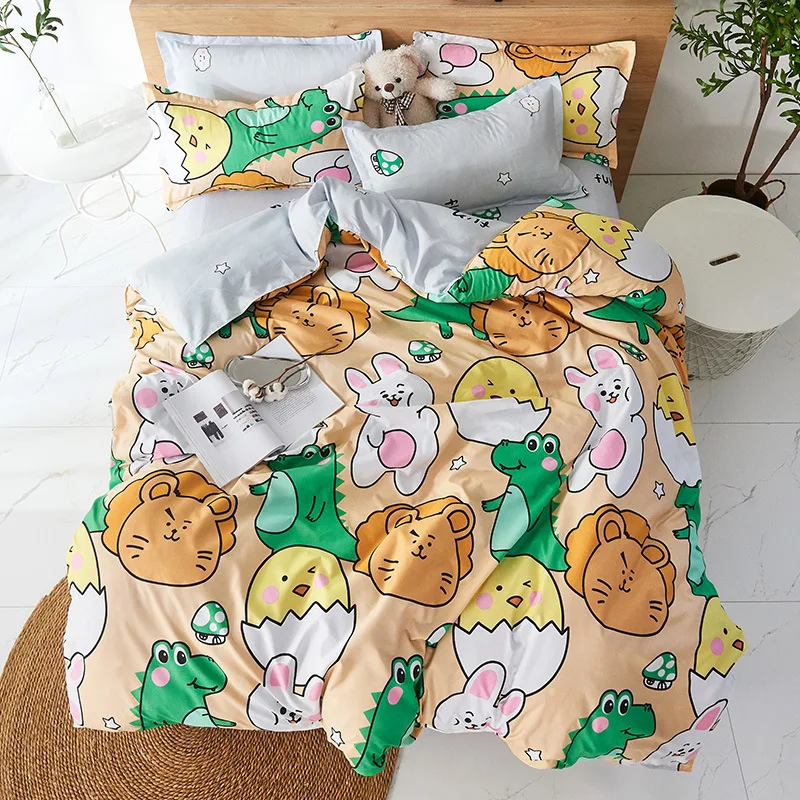 

Home Textile Aloe Cotton Four-Piece Customizable Bedding Sheet Quilt Cover Bedding Set Lovely Quilt Cover