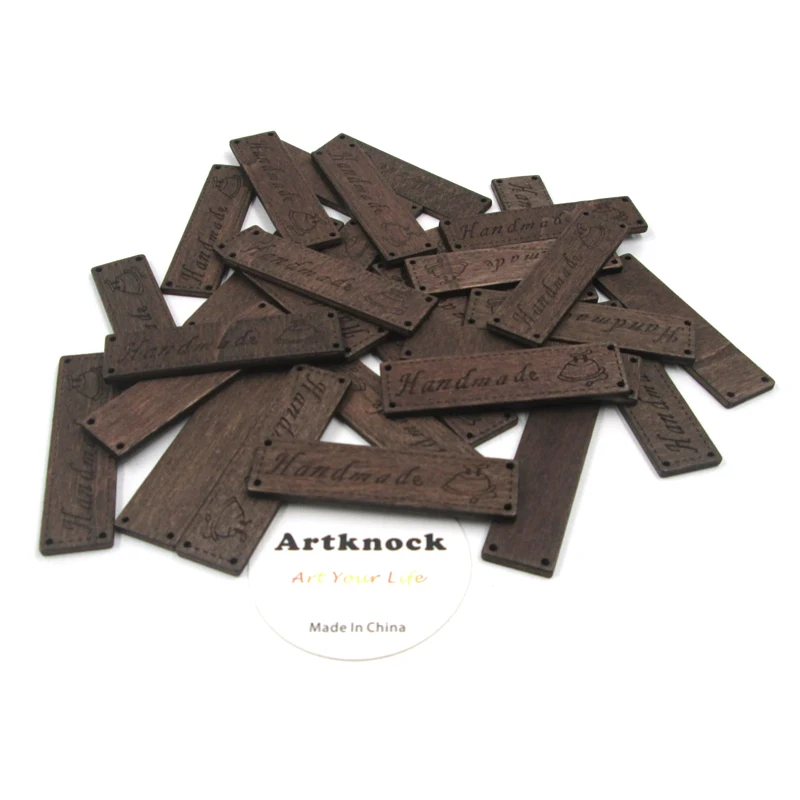 

10PCS Wood Buttons "Handmade" Letter Carved 4 Holes Sewing Accessories Scrapbooking for DIY