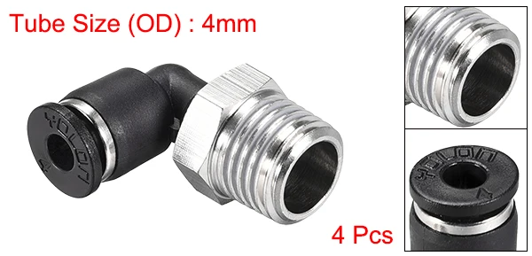 4mm X 1or4 NPT 4p Uxcell 3/4/6 шт. пуш-ап для подключения фитинги для труб мужской локоть пневматические пуш-ап соответствовать блокировки соединения фитинга Пластик металлическими вставками, цвета: черный - Цвет: 4mm X 1or4 NPT 4p