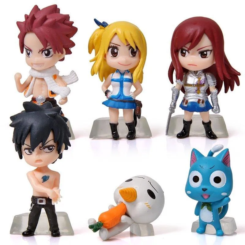 6 шт./компл. аниме Fairy Tail ПВХ фигурка модель Natsu Happy Люси серого цвета с изображением принцессы Эльзы Детское игрушки фигурку детские игрушечные фигурки