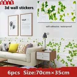 6PCS Self-Adhesive Panels 3D Wallpaper Home Decor 3D Wall Brick Panel  For Decors Wall Papers Living Room Children's Room