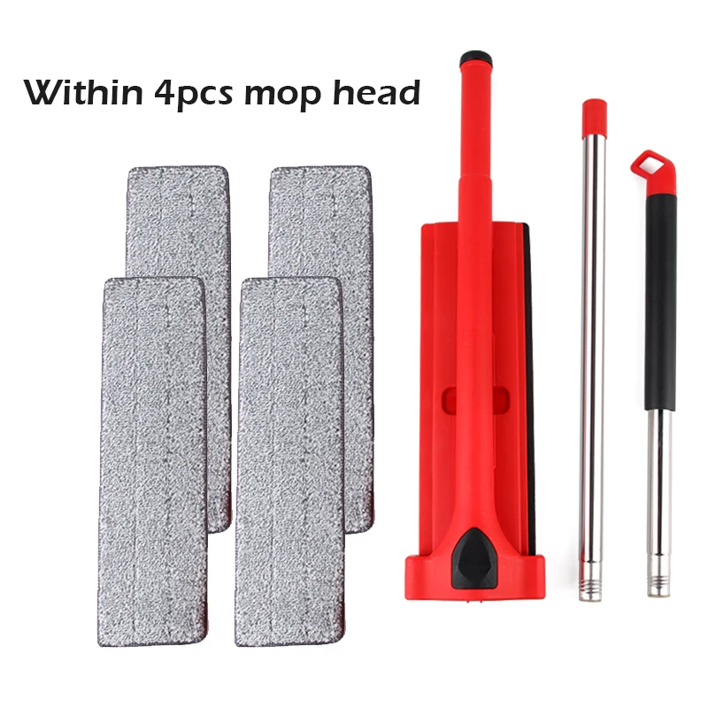 4pcs rag red Свободная ручная мойка плоская Швабра Lazy 360 Вращающаяся чудо-швабра с выдавливанием сильного поглощения воды очиститель пола для уборки дома - Цвет: 4pcs rag red