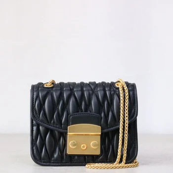 

2020 luxury classic genuine leather chain lock bag versatile single-shoulder diagonal straddle envelope bag flap bag