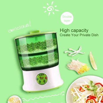 

110V/220V Bean Sprout Machine Large Capacity Thermostat Green Seeds Growing Automatic Bean Sprout Machine With Display