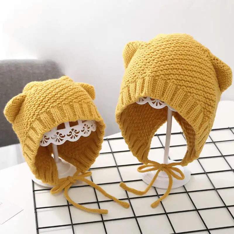 Maman Et Moi Chapeau Hiver Bonnet Pour Bebe Filles Cache Oreilles Enfant En Bas Age Laine Tricote Bonnets Enfants Doux Oreille Plus Chaud Casquettes Reglables Aliexpress