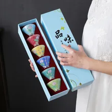 6-Piece Bamboo Hat Cup Master Cup  Single Cup Japanese Tea Cup Kungfu Tea Set Complete Set of Tea Set Gift Box