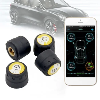 

4pcs Smart Bluetooth 4.0 Car TPMS Tyre Tire Pressure Monitoring System Second Generation APP Display External Sensor Android IOS