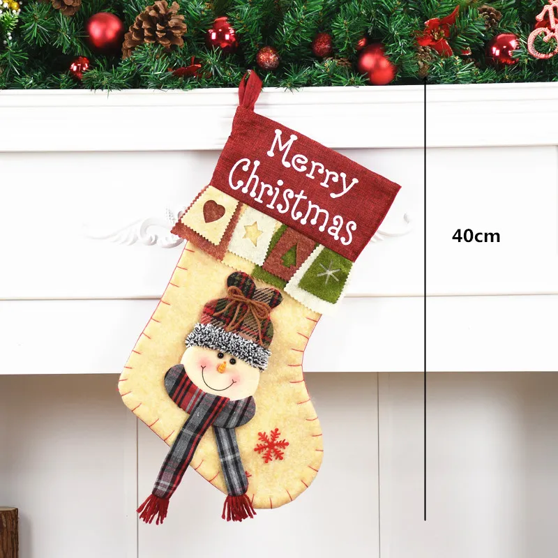 225snowman 36 стилей Рождественский чулок Санта Клаус снеговик лося рождественские Чулочные носки подвесные рождественские украшения для дома - Цвет: 225snowman