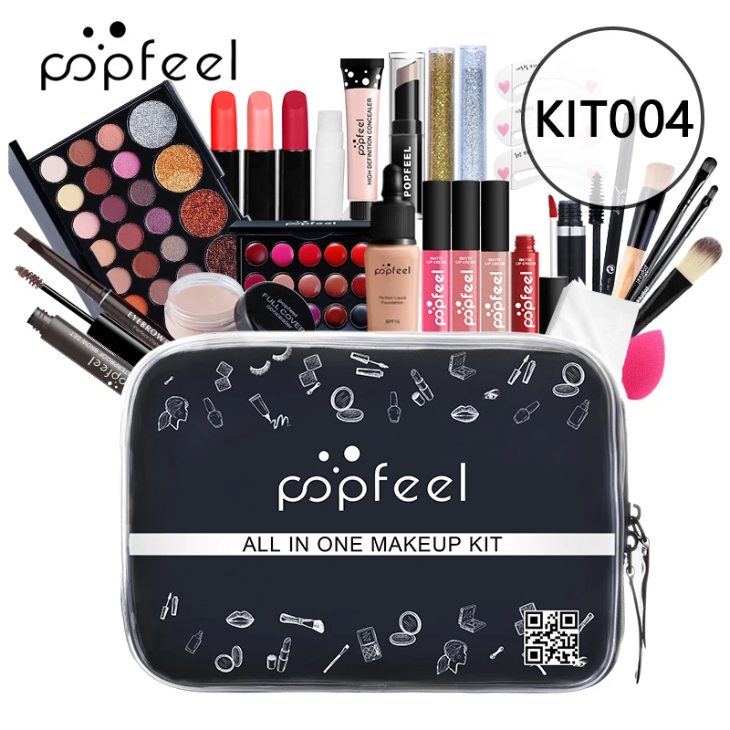 POPFEEL New ALL IN ONE 15 20 24Pcs Makeup Set Matte Eyeshadow Lipgloss Lipstick Brushes Eyebrow Concealer With Bag |