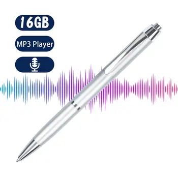 

QZT Voice Recorder Pen 16GB MP3 Player Digital Audio Voice Recorder Silver Pen Audio Sound Recorder MP3 Dictaphone Professionnel