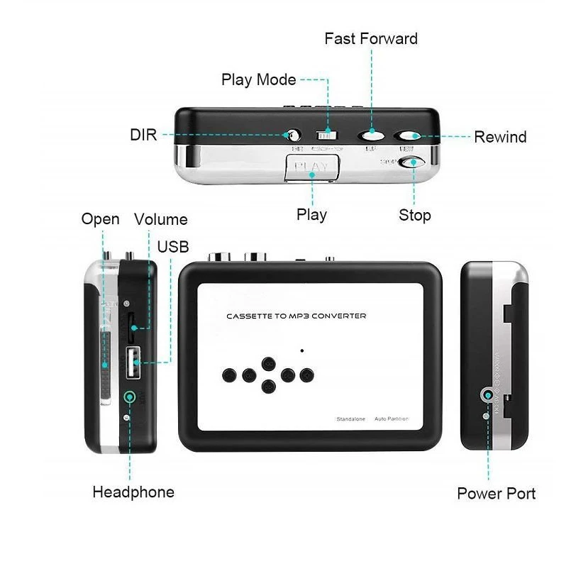 Cassette Tape Player Record Tape to MP3 Digital Converter,USB Cassette Capture,Save to USB Flash Drive Directly