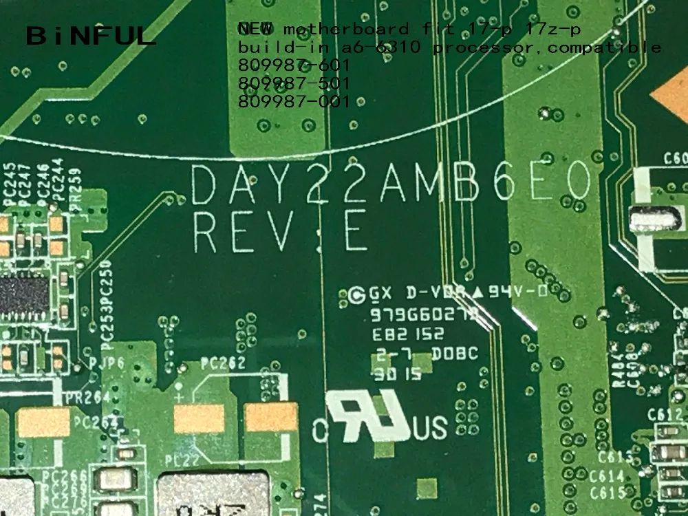 BiNFUL,, товар. DAY22AMB6E0 материнская плата для hp 17-P/17Z-P, ноутбук MAINBOARD.809987-601/809987-001/809987-001