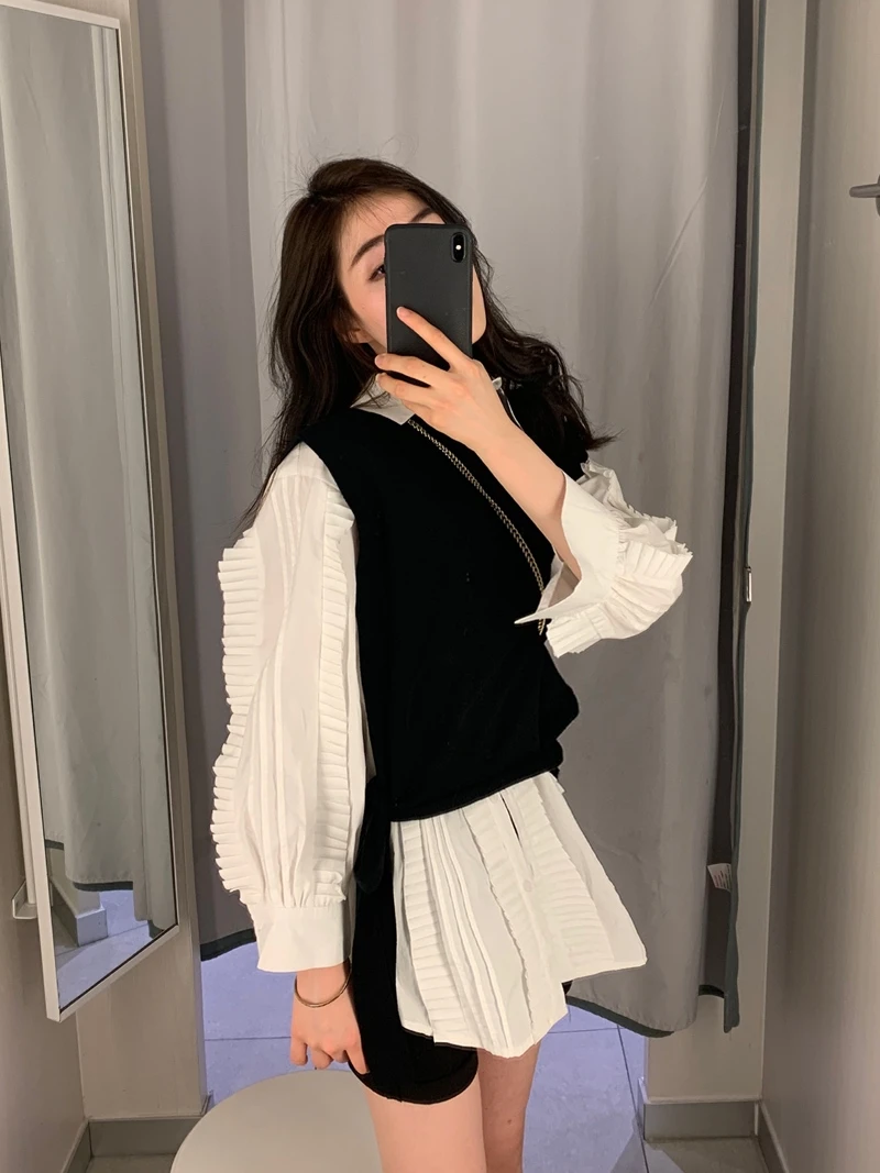 XITAO Chain Hooded Collar Sweatshirt Women Winter