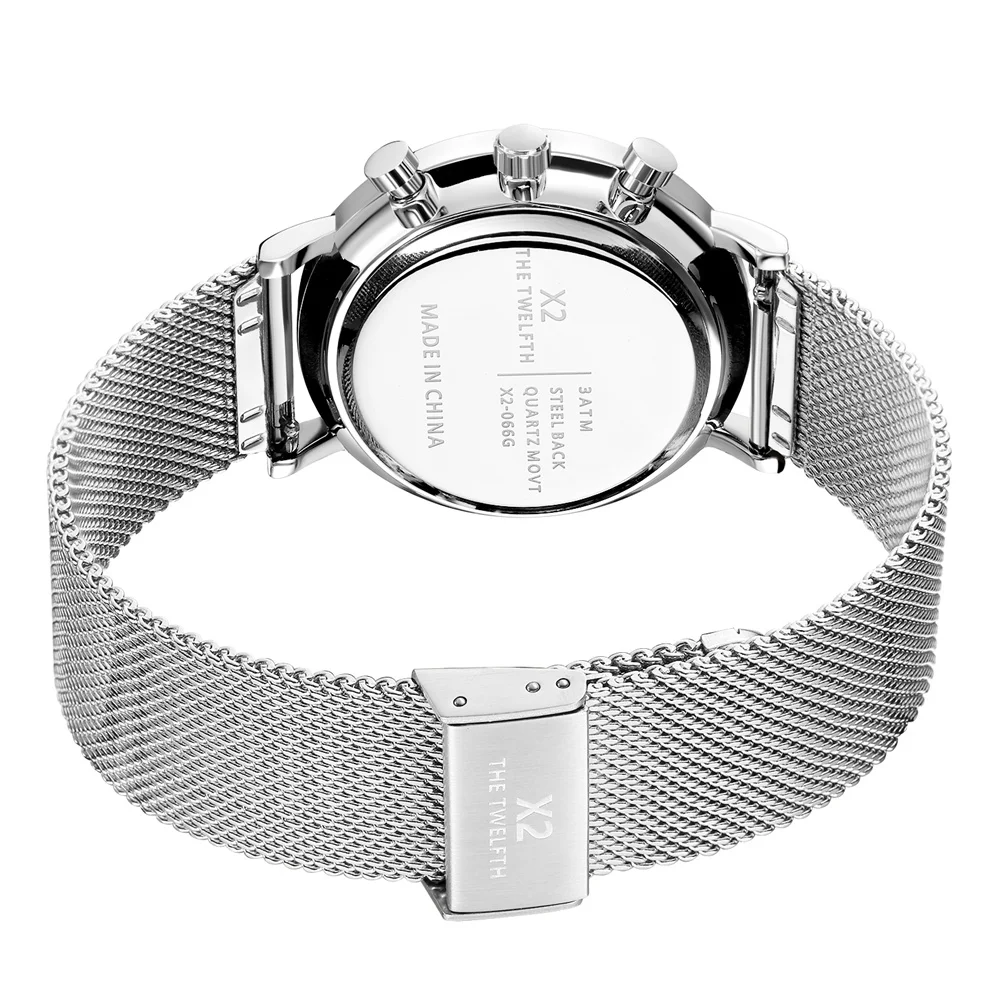 X2 THE TWELFTH New Fashion Luxury Brand Quartz Mens Watches Milan Stainless Steel Strap Business Casual Vintage Male Clock