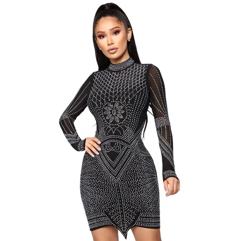 Long sleeve bling dress Clearance