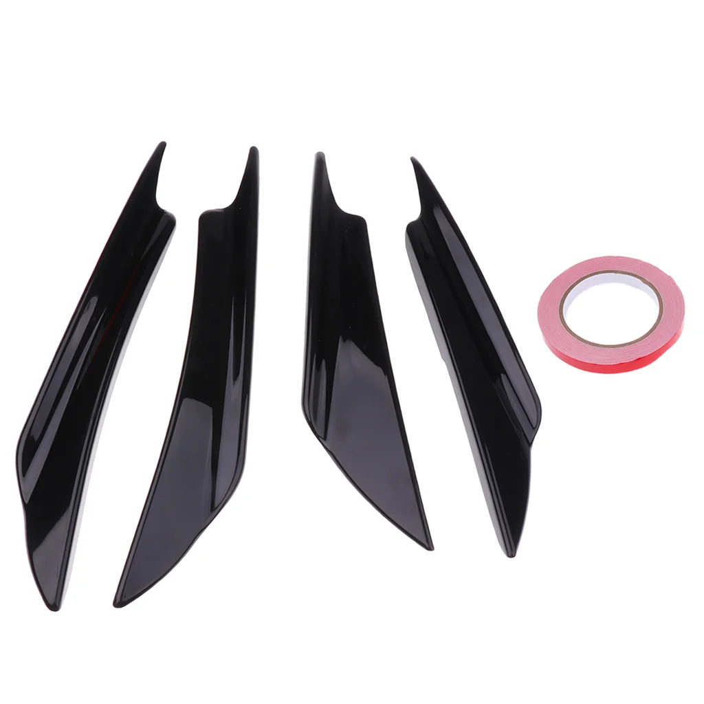 1 Set of 4 Pieces Replacement Car Front Bumper Lip Splitter Fins Spoiler