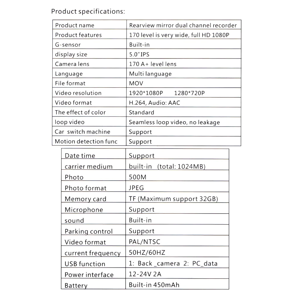 Двухканальный видеорегистратор LEEPEE для зеркала заднего вида автомобиля экран IPS