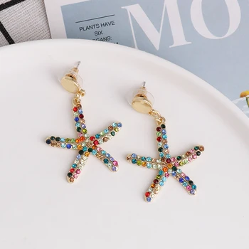 

JUJIA Fashion Metal Crystal Star Earrings Gift Rhinestone Drop Dangle Earrings For Girls Party Gifts Accessories