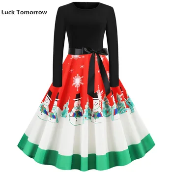 

New Women Clothes 2019 Winter Dress Plus Size Elegant Christmas Party 50s 60s Vestidos Autumn Vintage Black Long Sleeve Dresses