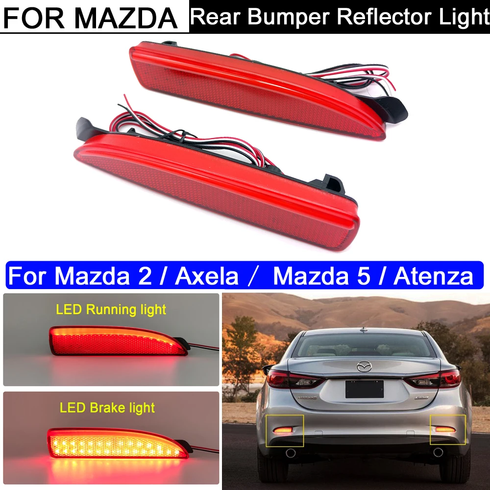 2Pcs Error Free Red LED Rear Bumper Reflector Lamp Tail Brake Stop