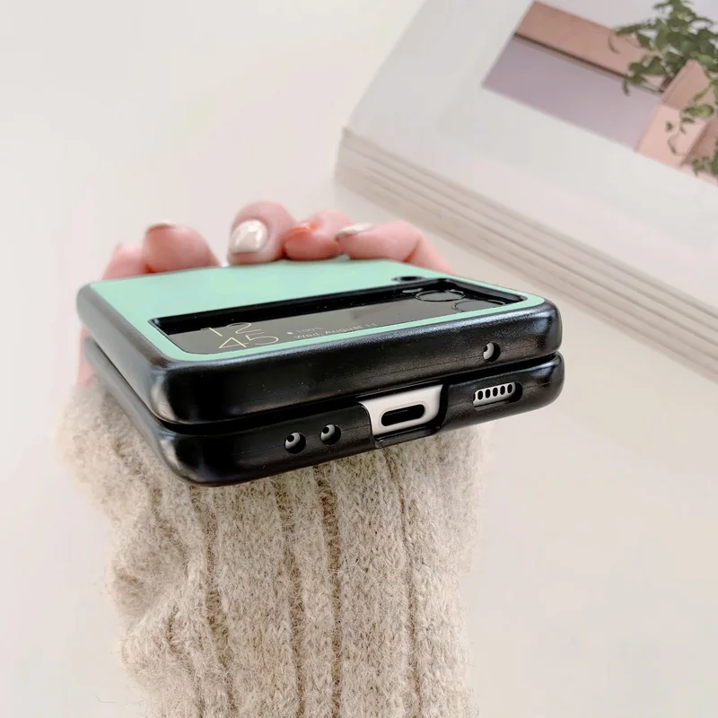 Fashion Skin Solid Color Ring Case For Samsung Galaxy Z Flip 3 5G 
Shockproof Ring Holder Hybrid Skin Phone Case Cover Coque case for samsung z flip 3