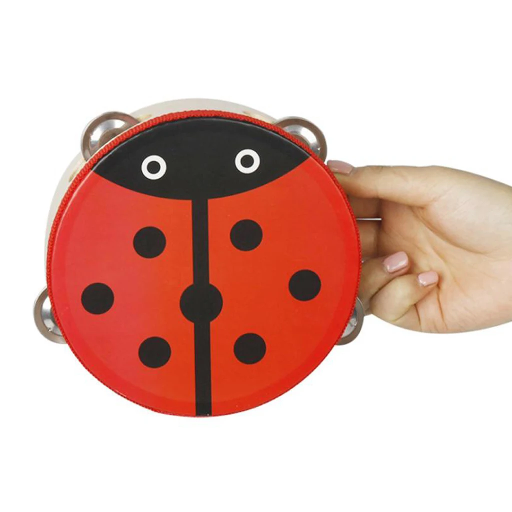 Wooden Tambourine Hand Bell Percusion Instrument for Kids Baby Toddler Musical Toys