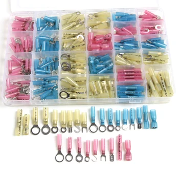 

270PCS Heat Shrink Spade Ring Fork Butt Terminals Wire Connectors Insulated Waterproof Cable Crimp Terminal Kit 0.4-6.0mm2