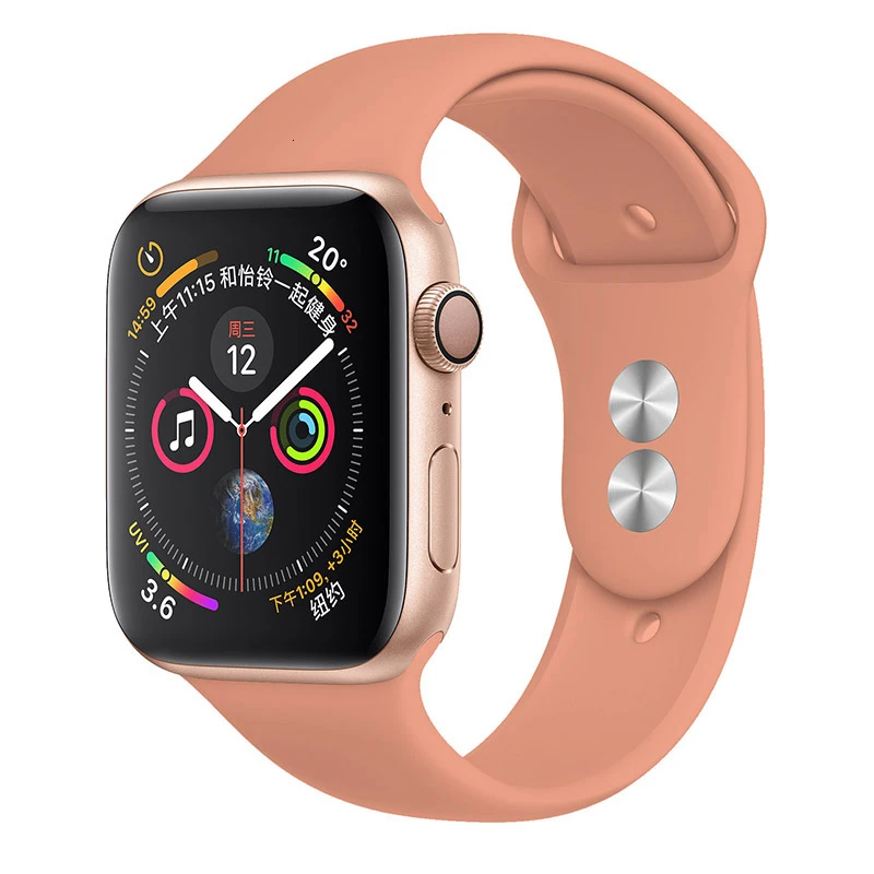 Силиконовый ремешок для Apple Watch band 44 мм 42 мм iwatch series 5 4 3 2 1 браслет 40 мм 38 мм pulseira умные часы аксессуары петля - Цвет ремешка: 25 Orange Pink