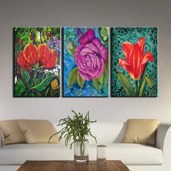 

3 Pieces Painting On Canvas Wall Art HD Prints Abstract Red Flowers Posters Wall Pictures for Living Room Artwork Home Decor