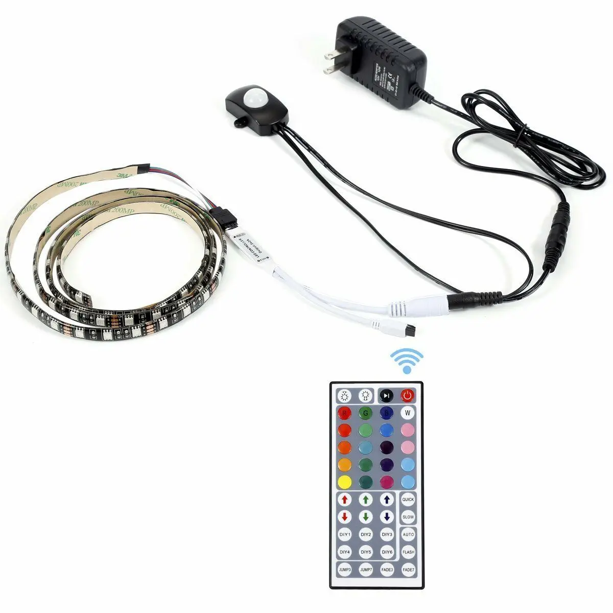 Description Picture 5 of itemPIR Motion Sensor LED Strip LIGHT Under Cabinet Lights 5050 SMD rgb Flexible Under Bed  44key Stairs Bedroom Washroom Night