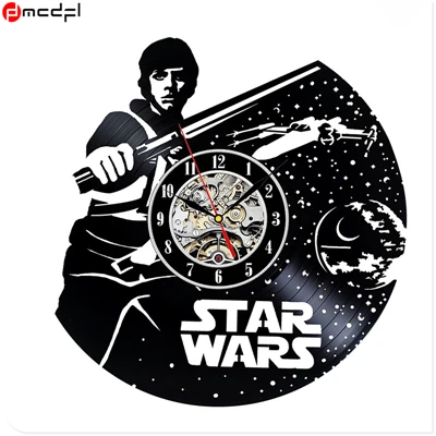 Домашний живой звезда йода WarsClock CD Виниловая пластинка настенные часы Декор 3D Висячие часы Вейдер украшения - Цвет: 19