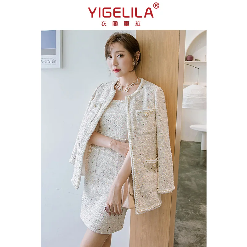 

Autumn And Winter New Style 2019 Party Debutante Online Celebrity Industrial Graceful Tweed Coat + Dress Two-Piece Set