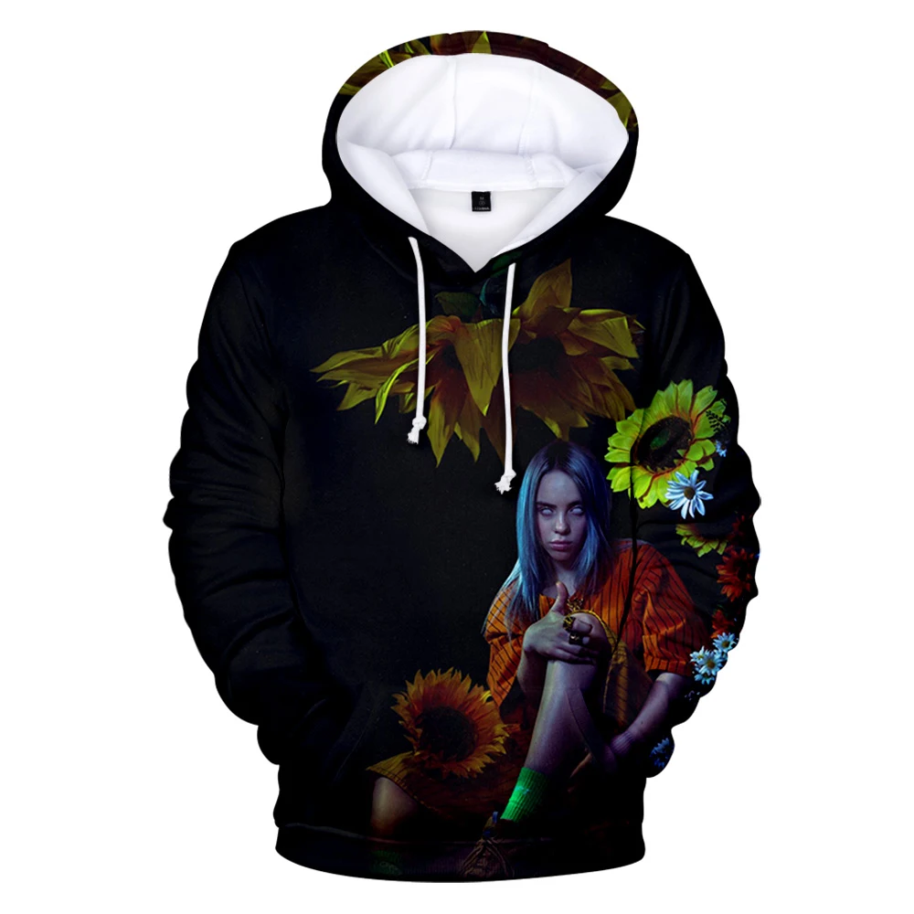 3D Billie Eilish толстовки женские свитшоты с капюшоном женские мужские осенние толстовки с капюшоном Горячая Billie Eilish худи Polluvers шапки для девочек спортивные костюмы