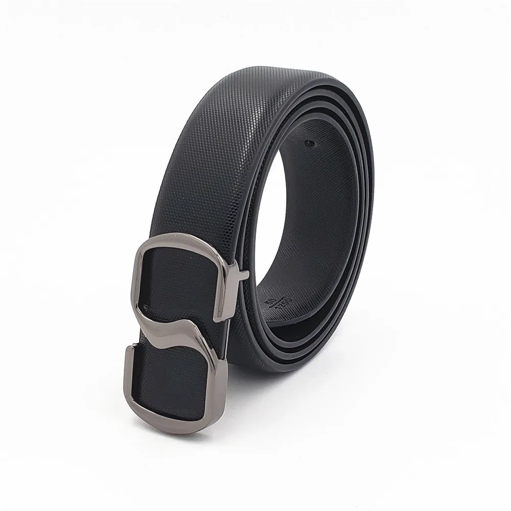 Luxury Smooth Buckle Brand Designer Belts Men High Quality Women Punk Fashion Belt Genuine Leather Male Trendy Strap for Jeans - Цвет: Gun Black