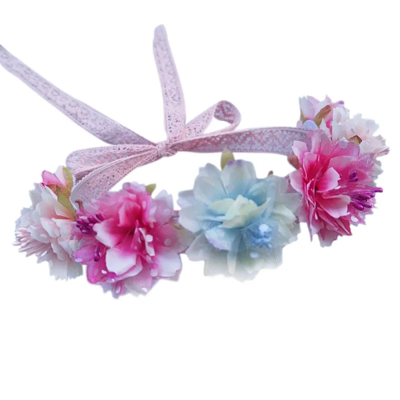 Небесно-голубой Children's Crown Headdress Princess Girl Crown Headband Cute Crown Crystal Flower Wedding Party Accessories Photography Props - Цвет: Небесно-голубой