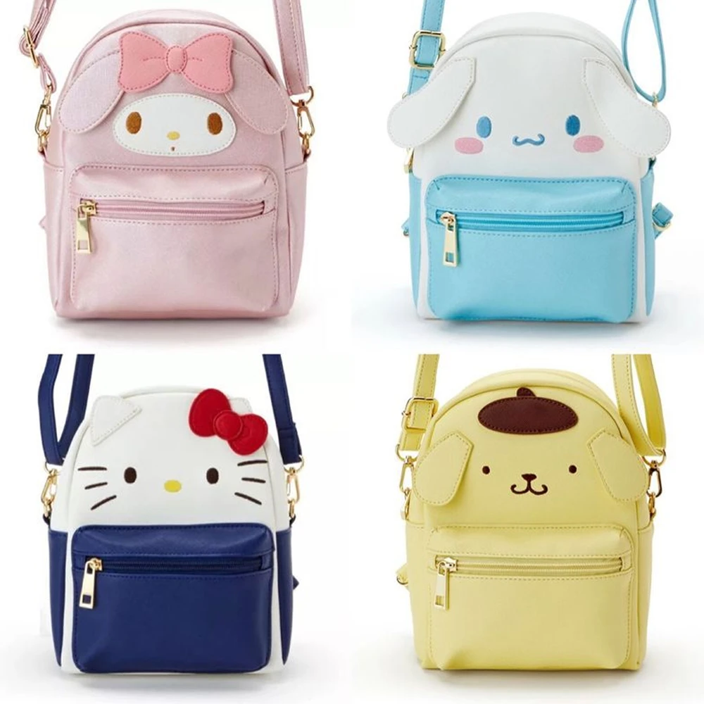 Japan Cinnamoroll Women's Handbag Waterproof PU Shoulder Bag Zipper Backpack 