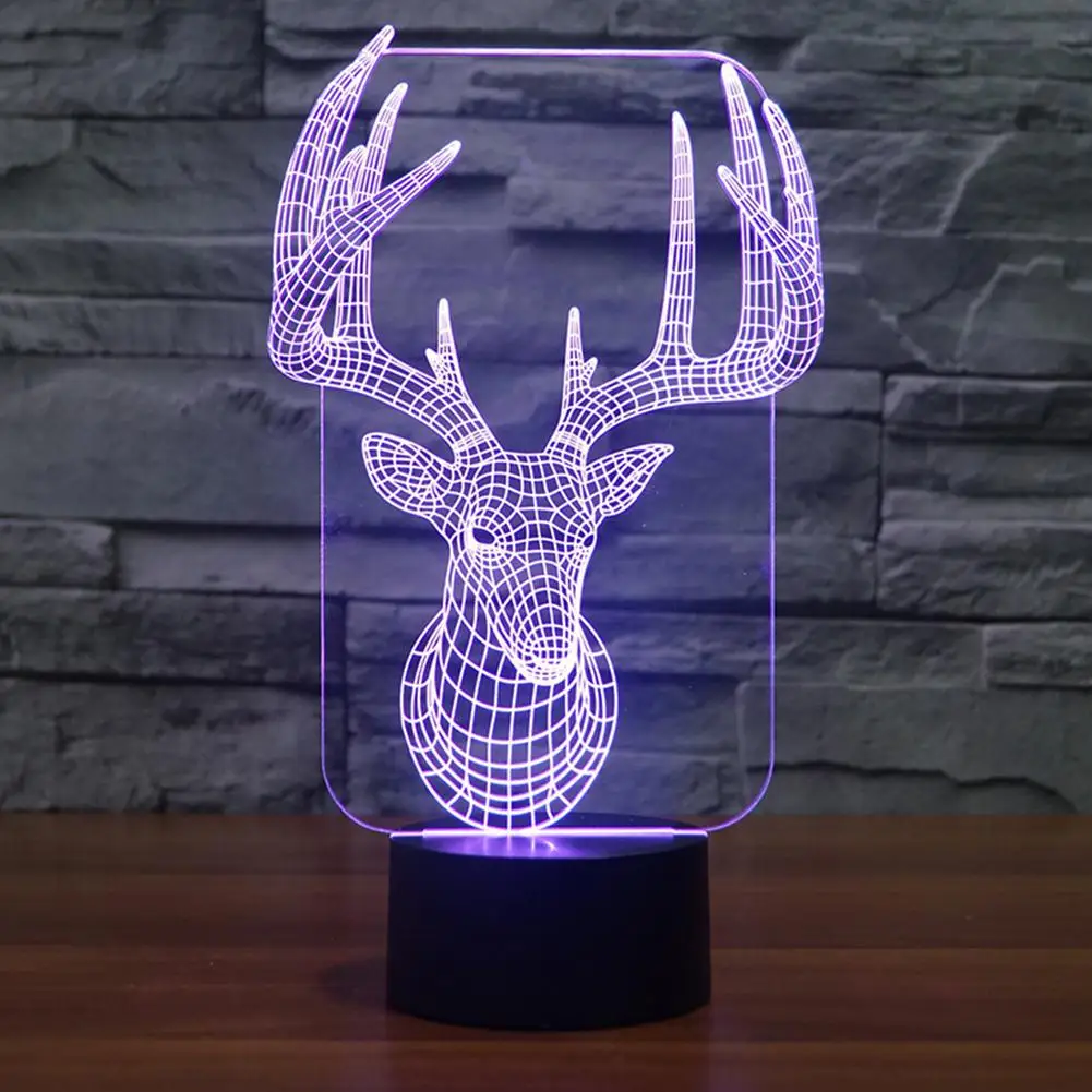Hobbyлейн Рождественский Олень 3D визуальная иллюзия Лампа Прозрачный Акриловый Ночной светильник светодиодный светильник 7 цветов меняющийся сенсорный Настольный светильник