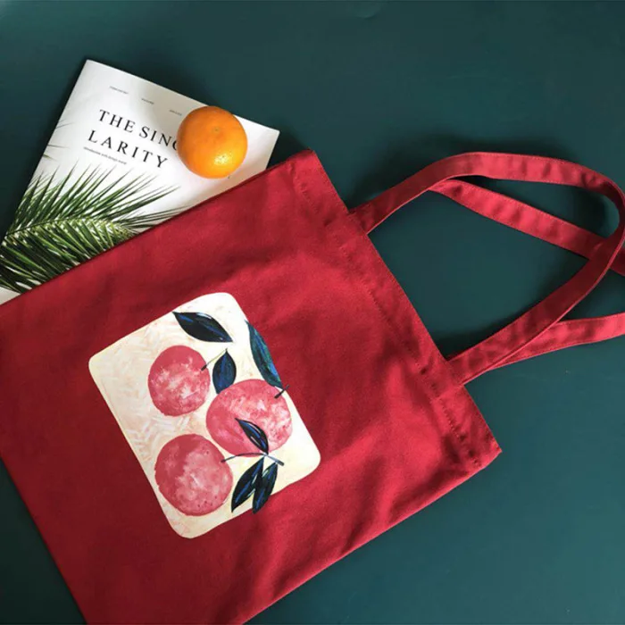 Women Lady Shoulder Bag Orange Printing Canvas for Mobile Phone Keys Money Travel J9