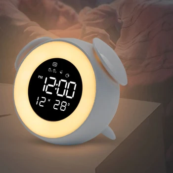 

Multifunction Bedside Clock USB Electronic Table Alarm Clock Wake Up Light Alarm Clock Night Light Bedroom Lamp
