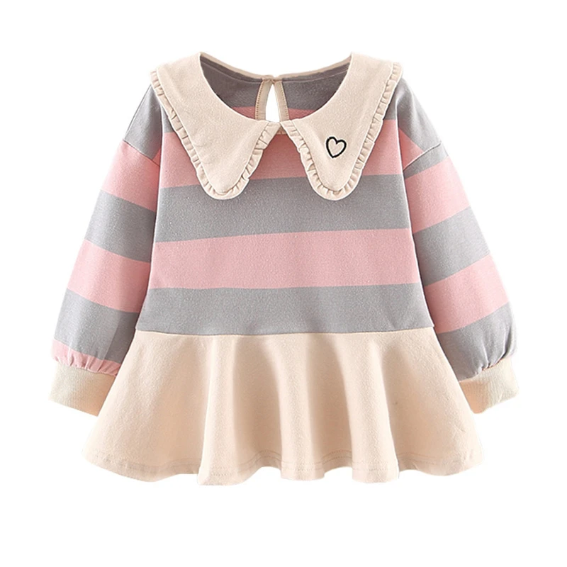 Girl Baby Sweater Clothing Striped girls Kids Princess spring autumn Children Lace Lapel Embroidery Wear Clothes | Мать и ребенок