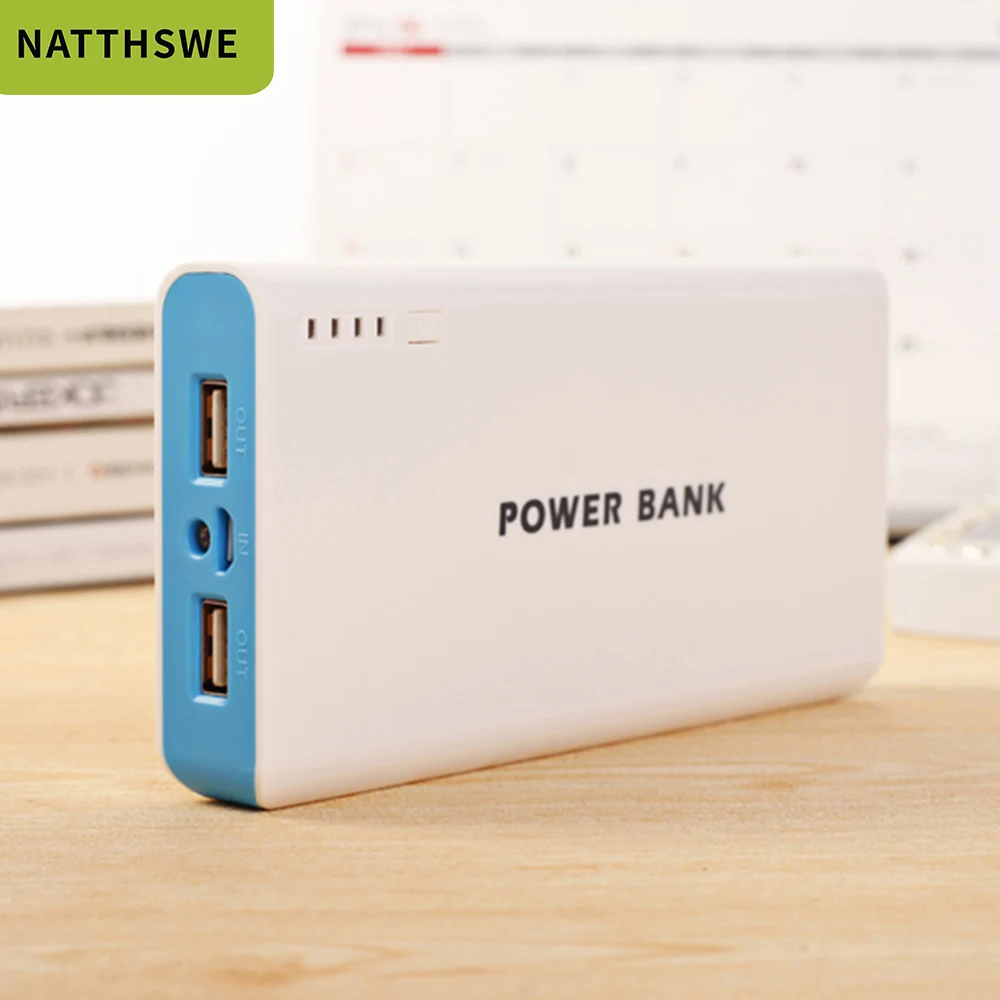 Blue Портативный внешний аккумулятор NATTHSWE высокой емкости 30000 мА/ч, быстрая зарядка для мобильных телефонов с двумя usb-портами - Цвет: Blue
