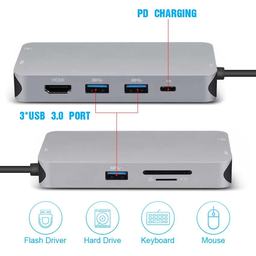 Thunderbolt 3 USB C концентратор тип-c к RJ45 VGA HDMI аудио многофункциональная док-станция для Macbook samsung S8 USB C концентратор адаптер