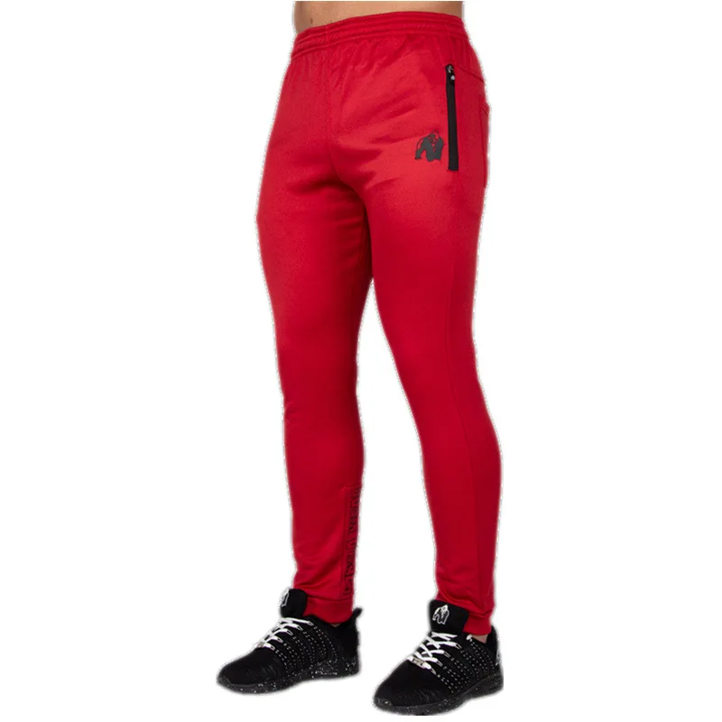 Спортивные Мужские штаны с карманами, одноцветные брюки, повседневные брюки, мужская одежда, штаны для бега, мужские модные облегающие зауженные брюки - Цвет: Red