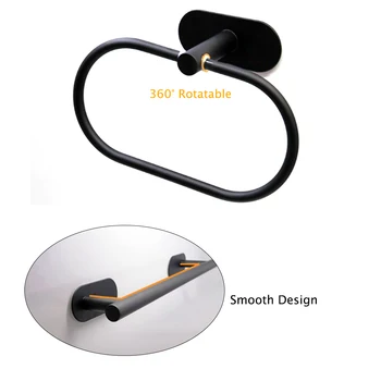 

Hot Black Stainless Steel Bathroom Towel Holder Punch-Free Bath Towel Toilet Paper Holder Towel Ring-Holder Toilet Roll Bracket