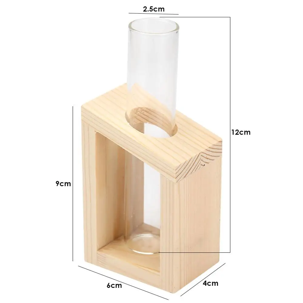 Стеклянная и деревянная ваза для растений, настольный стол для террариума, гидропоника, бонсай, цветочный горшок, подвесные горшки с деревянным поддоном, домашний декор - Цвет: StyleF