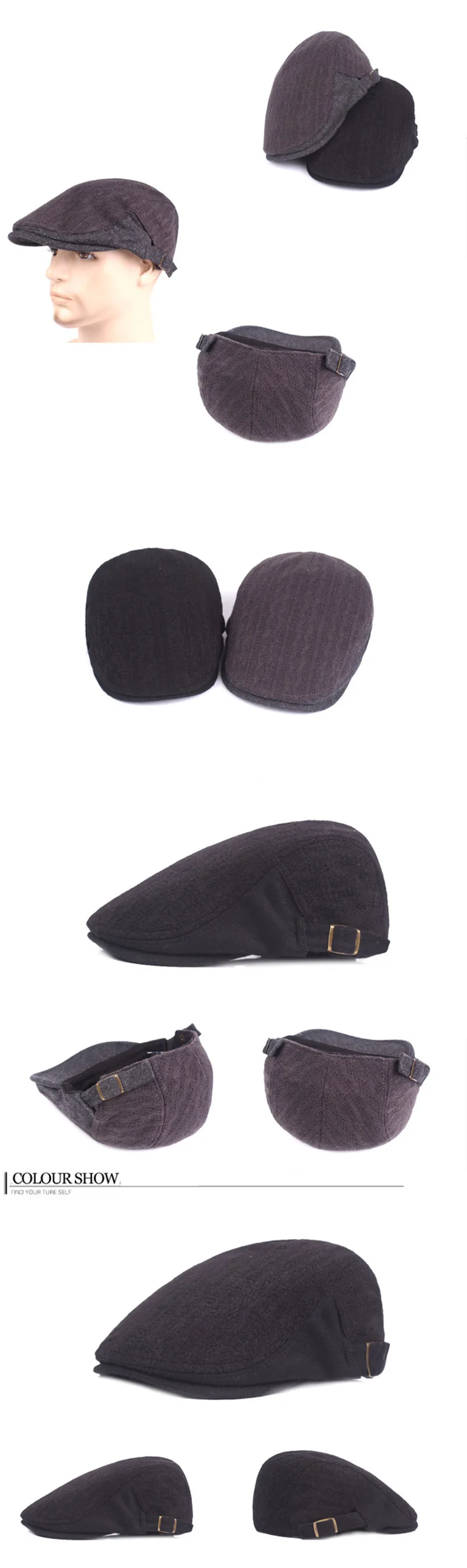 SHALUOTAOTAO мужская шапка зимние теплые шерстяные береты Snapback винтажные простые регулируемые кепки с козырьками модные спортивные брендовые шапки