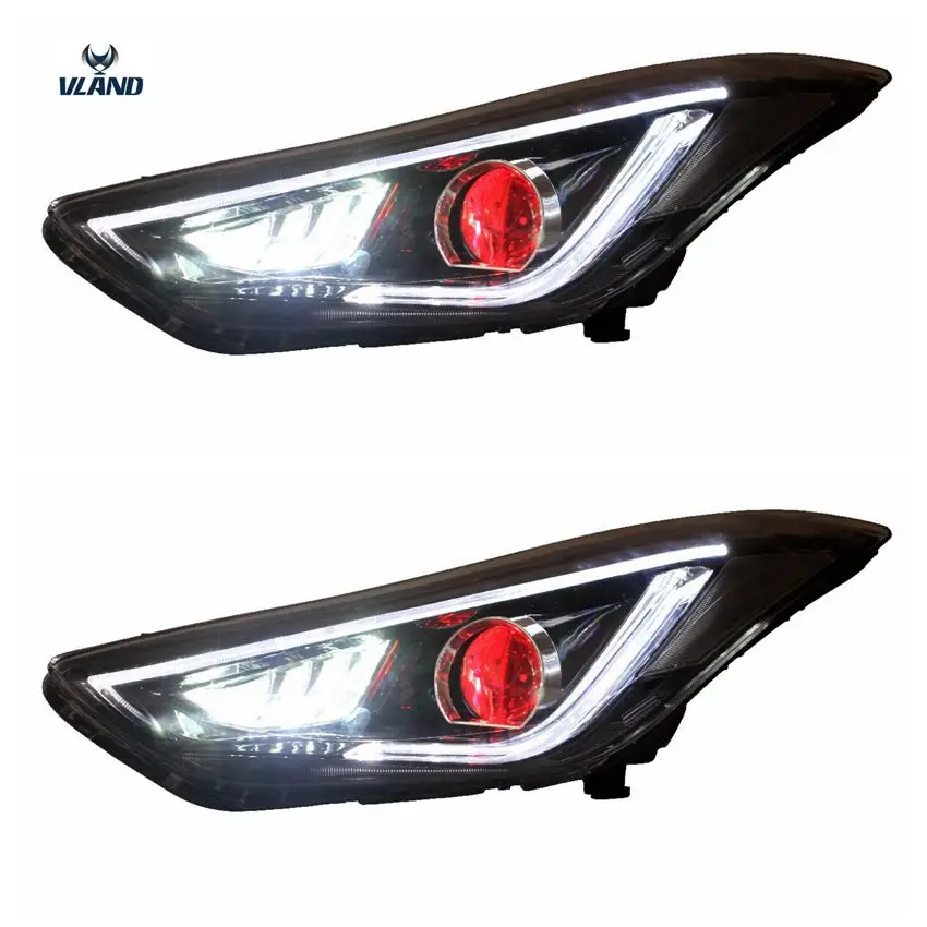 VLAND завод для автомобильных головных ламп Elantra светодиодные фары 2012 2014 2015 с DRL