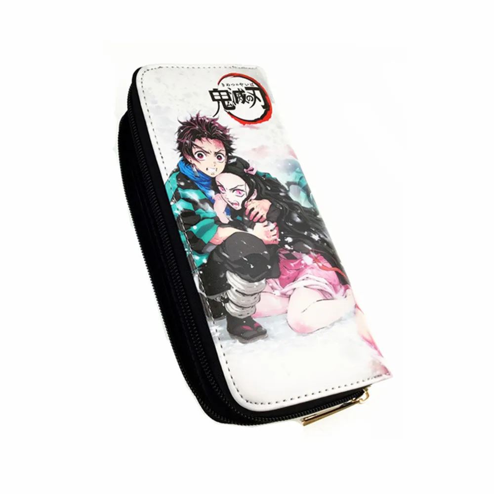 Demon Slayer Kimetsu no Yaiba бумажник из полиуретана на молнии Tanjirou кожаный кошелек кредитница ID карты слои мальчики девочки длинная сумка для монет