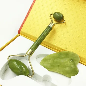 

DHL 50set Facial Massage Jade Roller Face Neck Natural Stone Health Care Body Jade Gua Sha Board Skin Care Tool Set