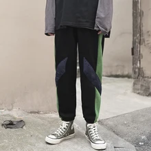 Плюс бархатные спортивные штаны мужские теплые модные контрастные цвета повседневные штаны для бега мужские уличные свободные хип-хоп прямые брюки мужские